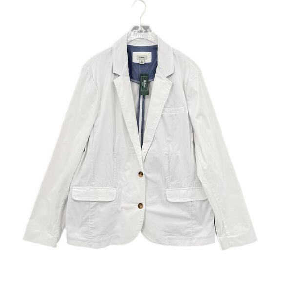 L.L. Bean Jackets & Blazers - L.L. Bean NWT White Cotton Classic Transitional Single Breasted Pockets Blazer